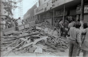 Desabamento de loja no Centro de Vitória em 1988. Crédito: Nestor Muller